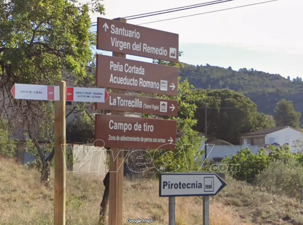 Indicaciones para llegar a Peña Cortada desde Chelva